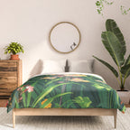 Riot of colorful flowers landscape floral painting, grass with lavender, yellow and pink wildflowers Comforter Gallery Image 3