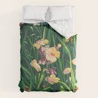 Riot of colorful flowers landscape floral painting, grass with lavender, yellow and pink wildflowers Duvet Cover Gallery Image 6