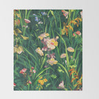 Riot of colorful flowers landscape floral painting, grass with lavender, yellow and pink wildflowers Throw Blanket Gallery Image 2