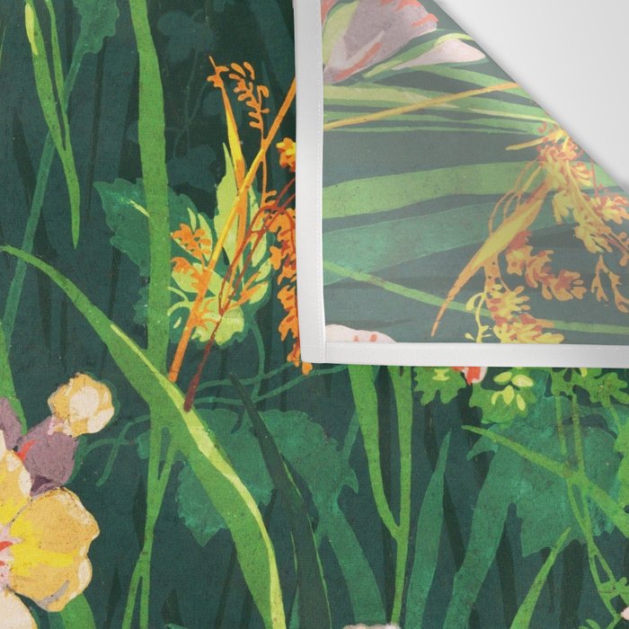 Riot of colorful flowers landscape floral painting, grass with lavender, yellow and pink wildflowers Wall Tapestry Gallery Image 3