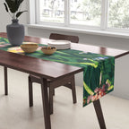 Riot of colorful flowers landscape floral painting, grass with lavender, yellow and pink wildflowers Table Runner Gallery Image 2
