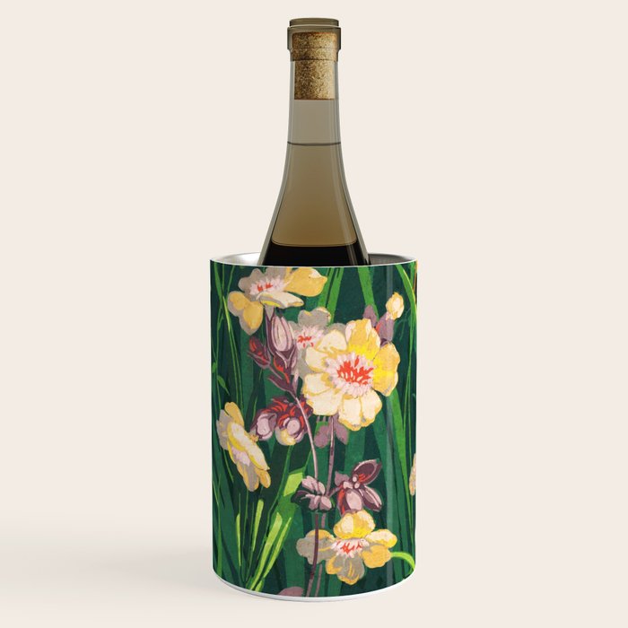 Riot of colorful flowers landscape floral painting, grass with lavender, yellow and pink wildflowers Wine Chiller Gallery Image 1