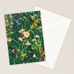 Riot of colorful flowers landscape floral painting, grass with lavender, yellow and pink wildflowers Stationery Card Gallery Image 2