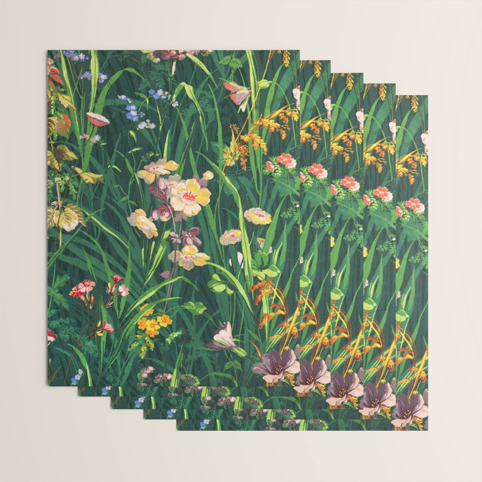 Riot of colorful flowers landscape floral painting, grass with lavender, yellow and pink wildflowers Wrapping Paper Gallery Image 3
