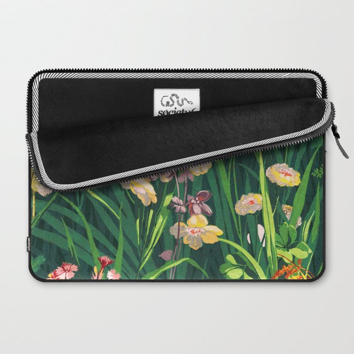 Riot of colorful flowers landscape floral painting, grass with lavender, yellow and pink wildflowers Laptop Sleeve Gallery Image 2
