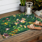Riot of colorful flowers landscape floral painting, grass with lavender, yellow and pink wildflowers Outdoor Rug Gallery Image 2
