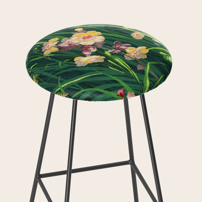 Riot of colorful flowers landscape floral painting, grass with lavender, yellow and pink wildflowers Stool Gallery Image 2