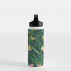 Riot of colorful flowers landscape floral painting, grass with lavender, yellow and pink wildflowers Water Bottle Gallery Image 3