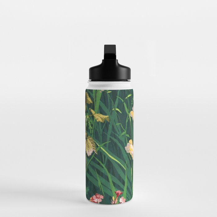 Riot of colorful flowers landscape floral painting, grass with lavender, yellow and pink wildflowers Water Bottle Gallery Image 3