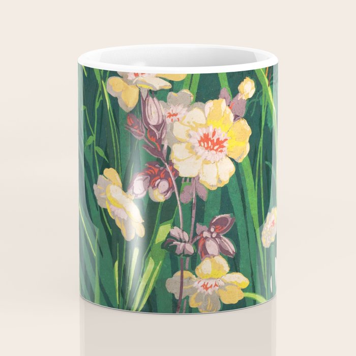 Riot of colorful flowers landscape floral painting, grass with lavender, yellow and pink wildflowers Coffee Mug Gallery Image 4