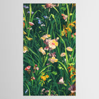 Riot of colorful flowers landscape floral painting, grass with lavender, yellow and pink wildflowers Tablecloth Gallery Image 2