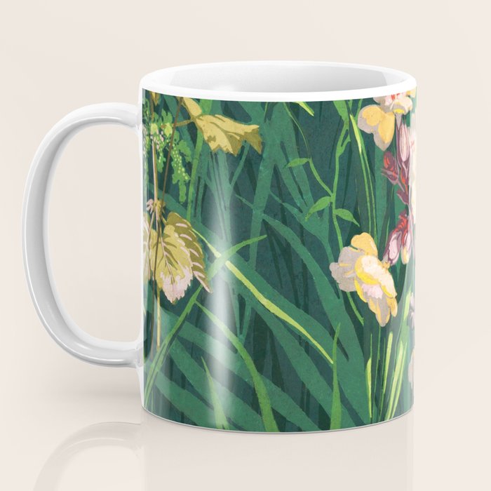 Riot of colorful flowers landscape floral painting, grass with lavender, yellow and pink wildflowers Coffee Mug Gallery Image 3