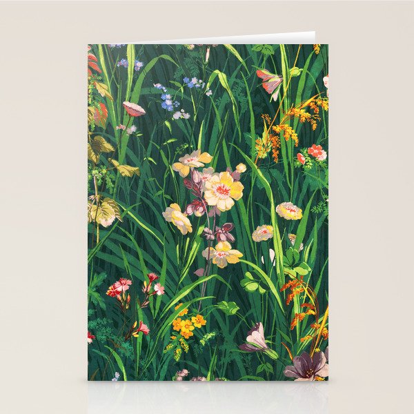 Riot of colorful flowers landscape floral painting, grass with lavender, yellow and pink wildflowers Stationery Card Gallery Image 2