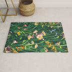 Riot of colorful flowers landscape floral painting, grass with lavender, yellow and pink wildflowers Rug Gallery Image 1