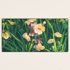 Riot of colorful flowers landscape floral painting, grass with lavender, yellow and pink wildflowers Desk Mat Gallery Image 3