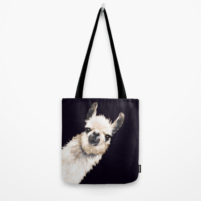Sneaky Llama in Black Tote Bag Gallery Image 2