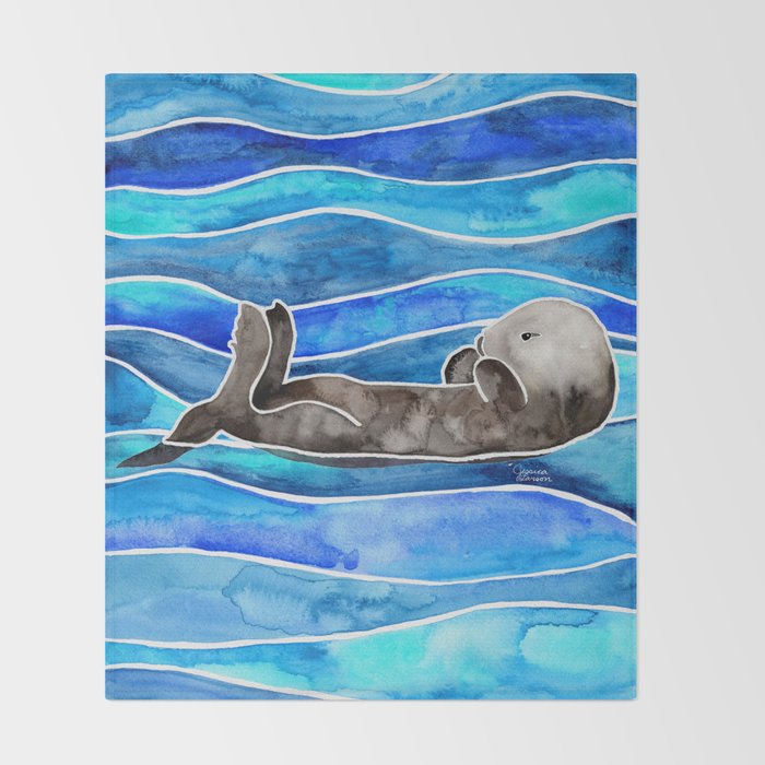 Sea Otter Throw Blanket Gallery Image 2