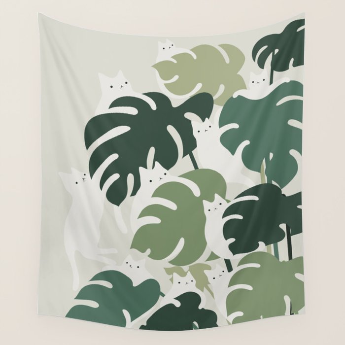 Cat and Plant 47 Wall Tapestry Gallery Image 1