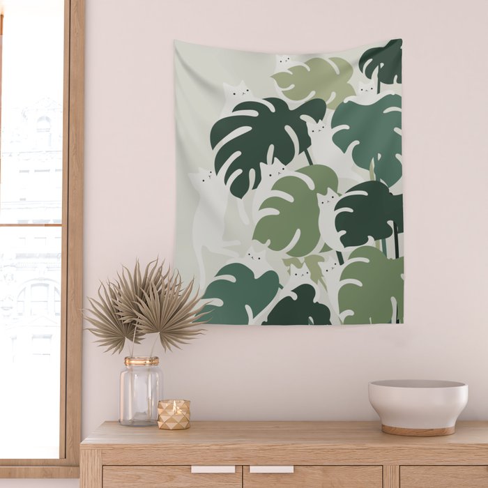 Cat and Plant 47 Wall Tapestry Gallery Image 2