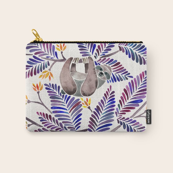 Happy Sloth - Tropical Indigo Leaves Carry All Pouch Gallery Image 1