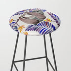 Happy Sloth - Tropical Indigo Leaves Stool Gallery Image 2