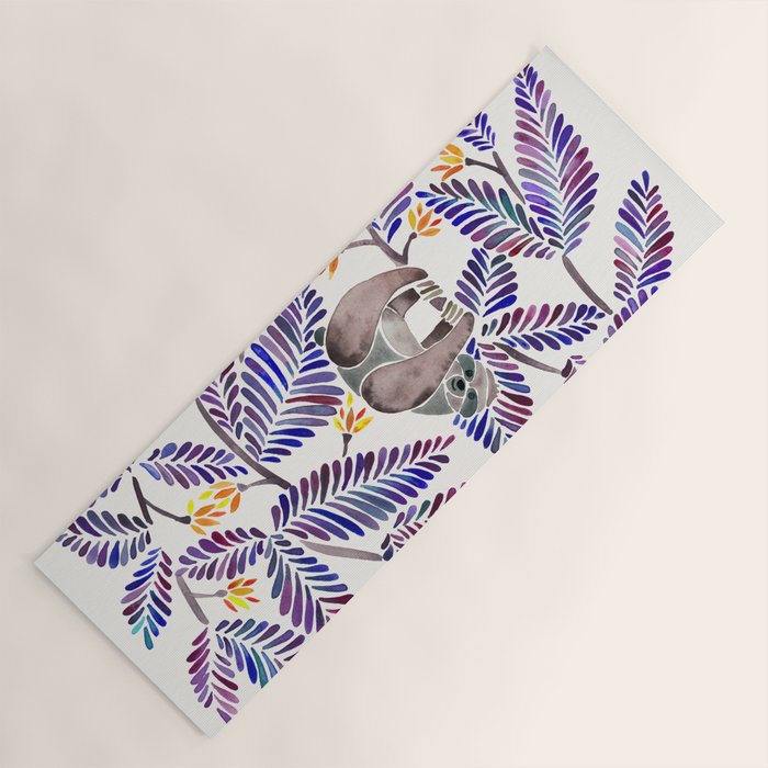 Happy Sloth - Tropical Indigo Leaves Yoga Mat Gallery Image 1