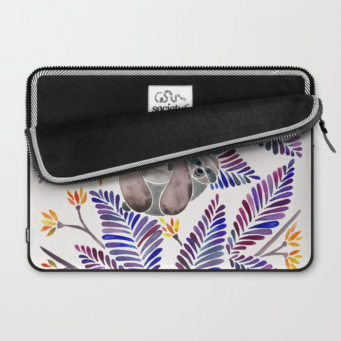 Happy Sloth - Tropical Indigo Leaves Laptop Sleeve Gallery Image 2