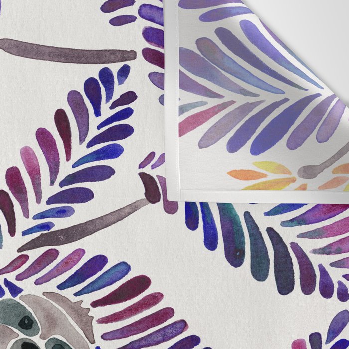 Happy Sloth - Tropical Indigo Leaves Wall Tapestry Gallery Image 3