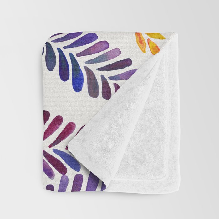 Happy Sloth - Tropical Indigo Leaves Throw Blanket Gallery Image 3