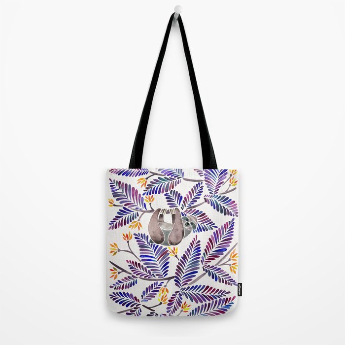 Happy Sloth - Tropical Indigo Leaves Tote Bag Gallery Image 2