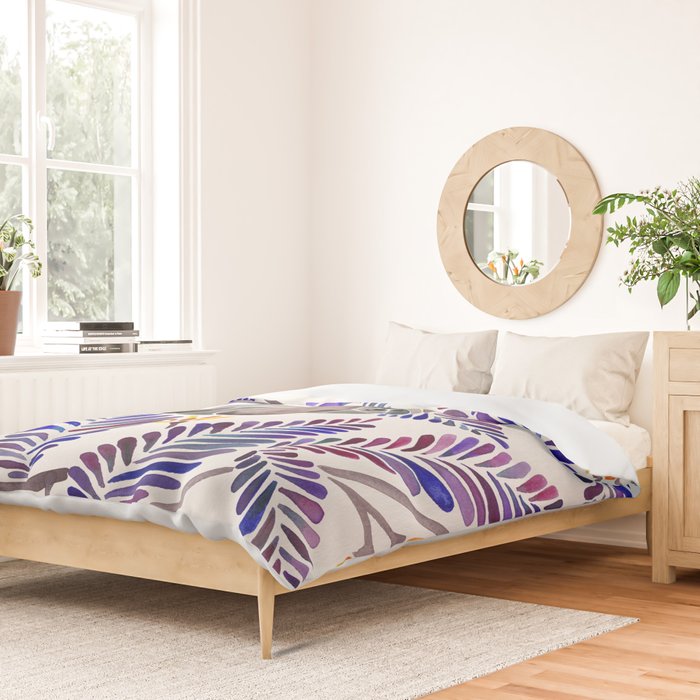 Happy Sloth - Tropical Indigo Leaves Duvet Cover Gallery Image 2