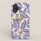 Happy Sloth - Tropical Indigo Leaves iPhone Case Gallery Image 1