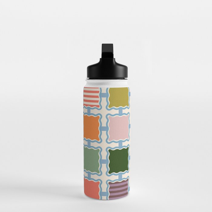 Colorful Geometric Block Grid Water Bottle Gallery Image 3