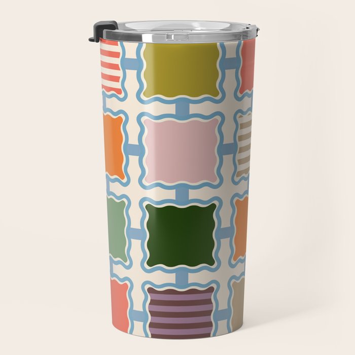 Colorful Geometric Block Grid Travel Mug Gallery Image 3