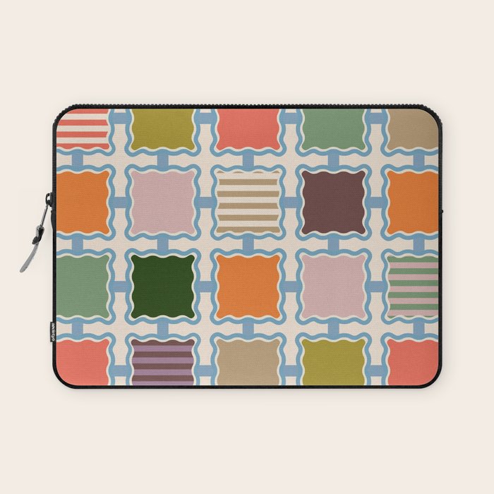 Colorful Geometric Block Grid Laptop Sleeve