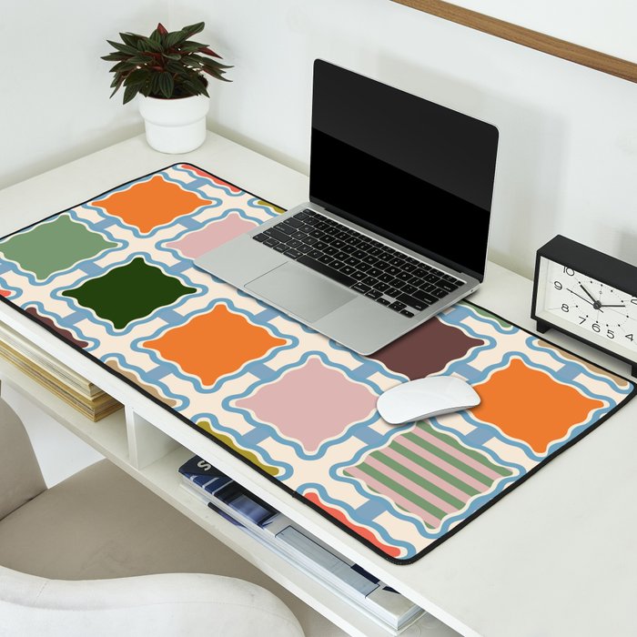 Colorful Geometric Block Grid Desk Mat Gallery Image 2