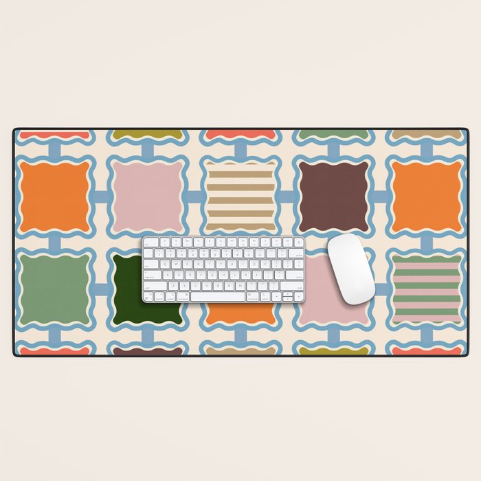 Colorful Geometric Block Grid Desk Mat Gallery Image 1