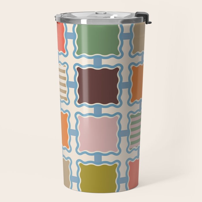 Colorful Geometric Block Grid Travel Mug Gallery Image 2