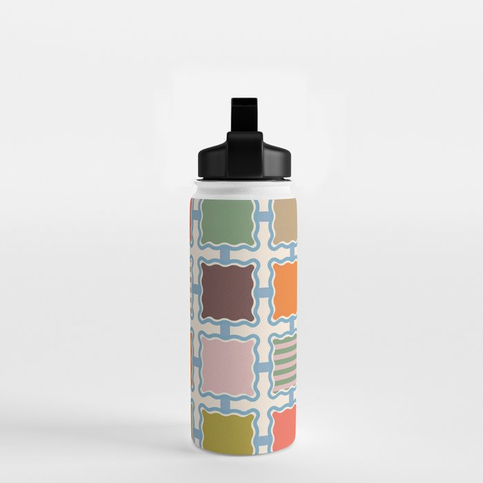 Colorful Geometric Block Grid Water Bottle Gallery Image 2