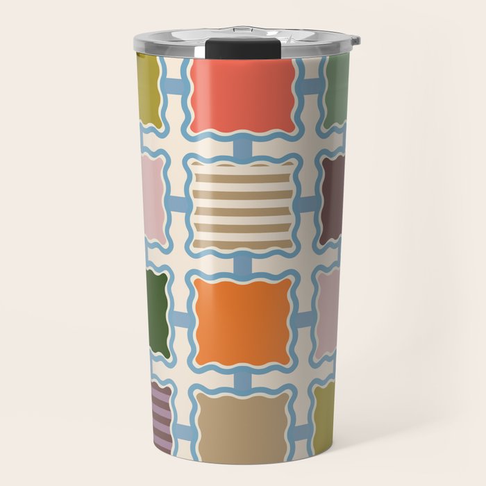 Colorful Geometric Block Grid Travel Mug Gallery Image 1