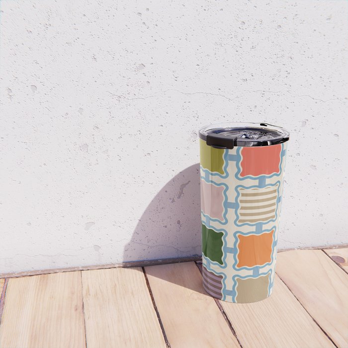 Colorful Geometric Block Grid Travel Mug Gallery Image 4