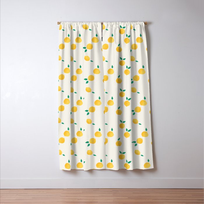 Sunny Mediterranean Lemon Pattern  Summer Coastal Vibes Window Curtain Gallery Image 3
