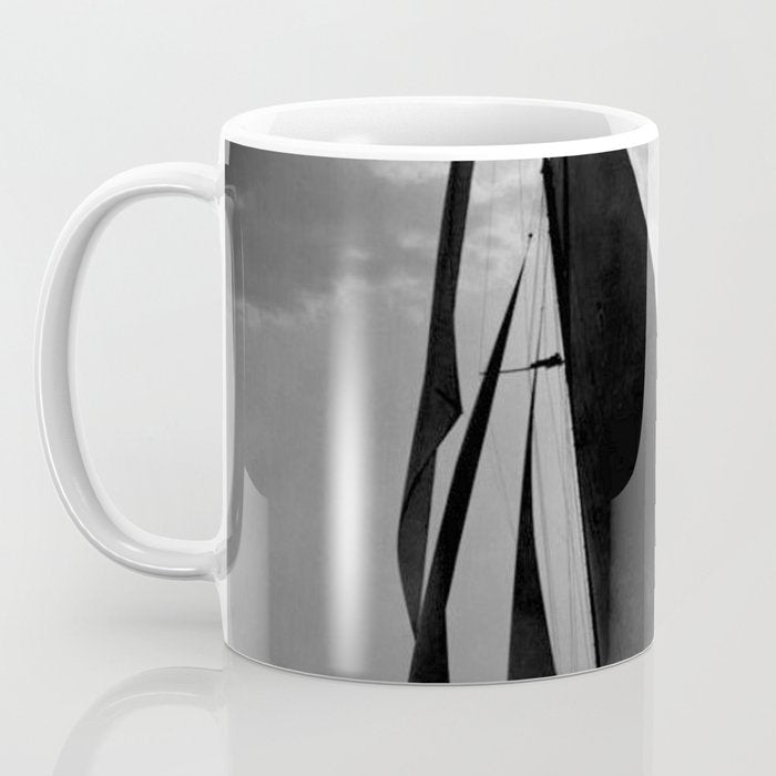 America's Cup Sailing Yacht Races - The Vanitie Newport, Rhode Island black and white photography - photographs Coffee Mug Gallery Image 3