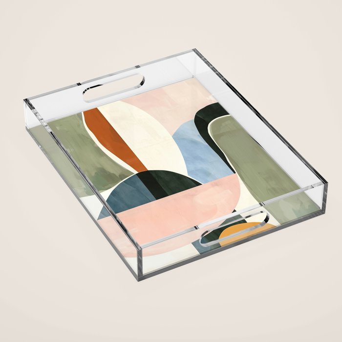 Soft Modern Abstract Shapes I Acrylic Tray Gallery Image 1