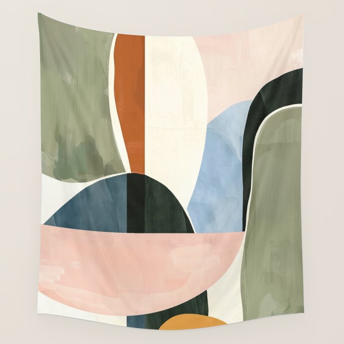 Soft Modern Abstract Shapes I Wall Tapestry Gallery Image 4