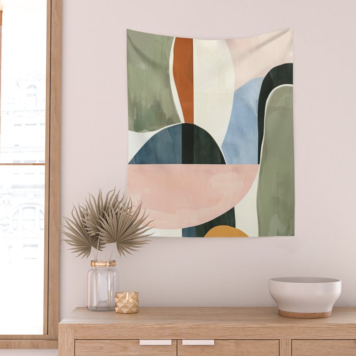 Soft Modern Abstract Shapes I Wall Tapestry Gallery Image 2