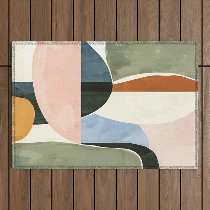 Soft Modern Abstract Shapes I Outdoor Rug Gallery Image 1