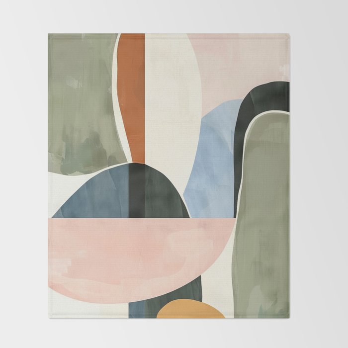 Soft Modern Abstract Shapes I Throw Blanket Gallery Image 2