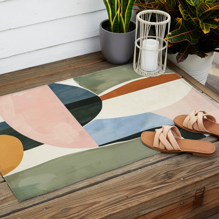 Soft Modern Abstract Shapes I Outdoor Rug Gallery Image 2