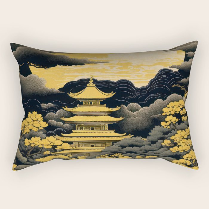 Golden Pagoda Rectangular Pillow Gallery Image 1